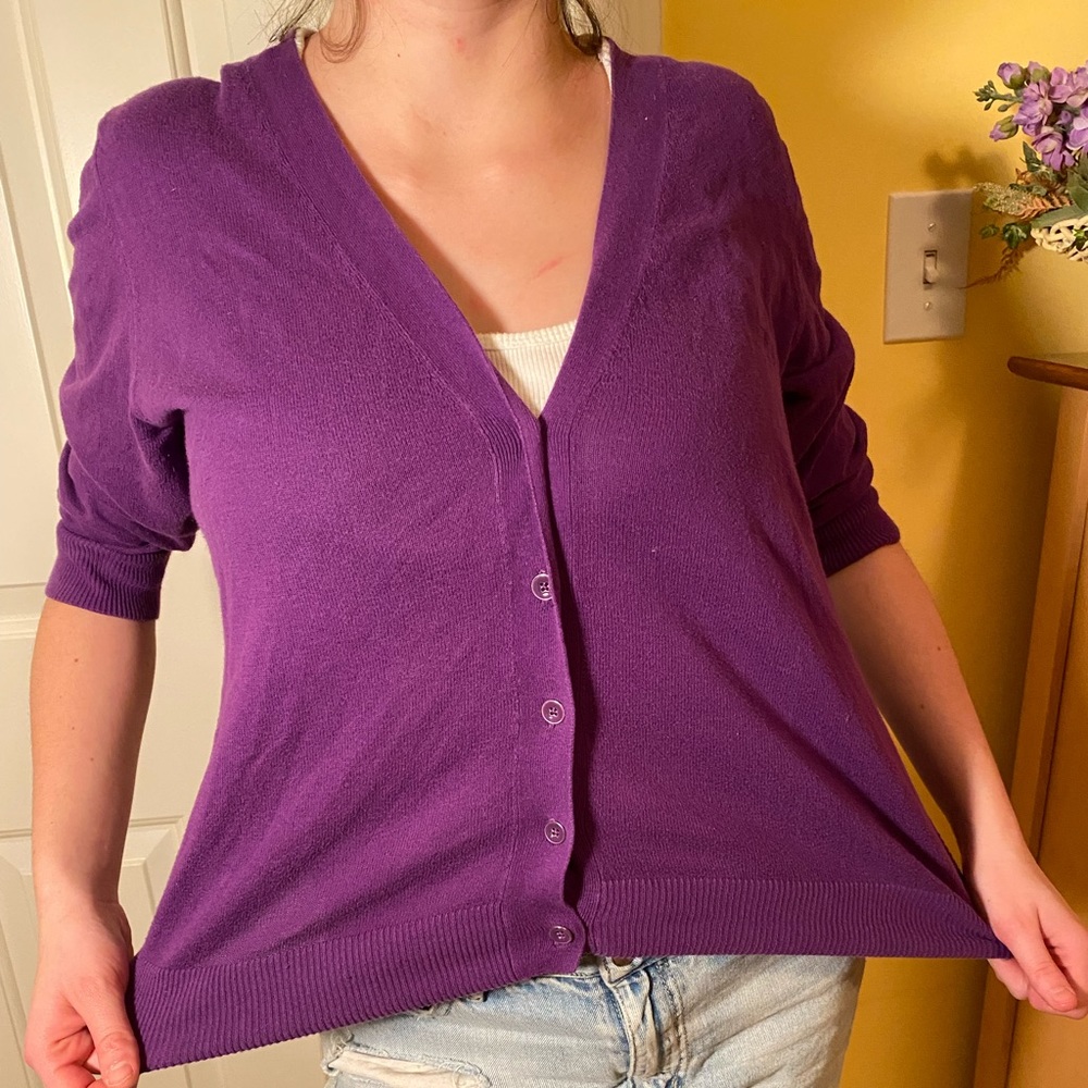 Gap purple button up sweater